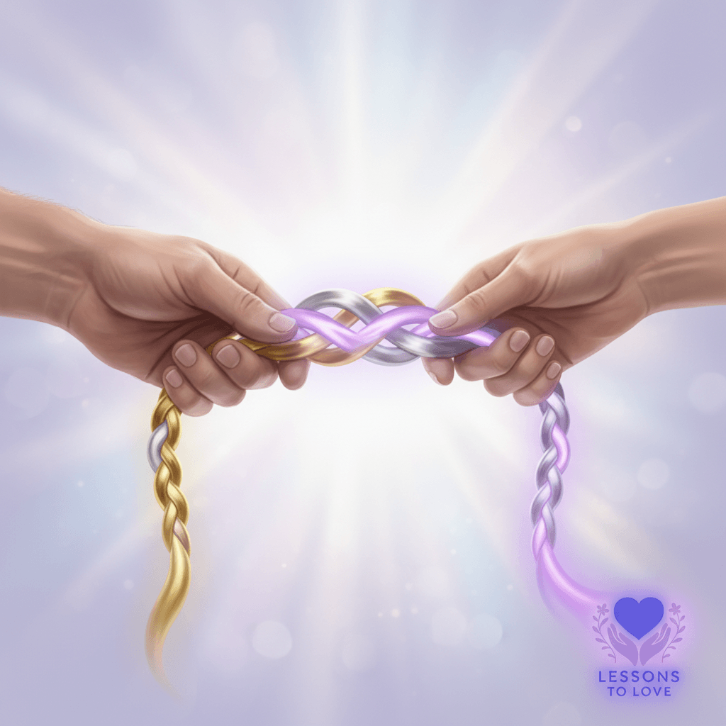 A man and woman's hands braiding a three-stranded cord, symbolizing the covenant of partnership with God, a key pillar to a lifelong marriage.